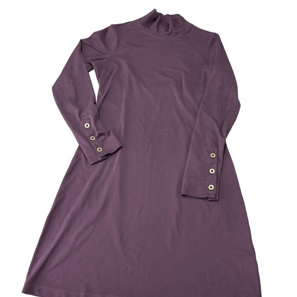 Title Nine Stretch Getaway Mock Neck Dress Medium Purple Travel Leisure Casual - Picture 3 of 11